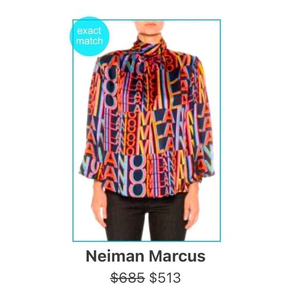 MSGM Winter 2018.19 “Milano” Printed High-Neck Silk Blouse - Picture 6 of 16